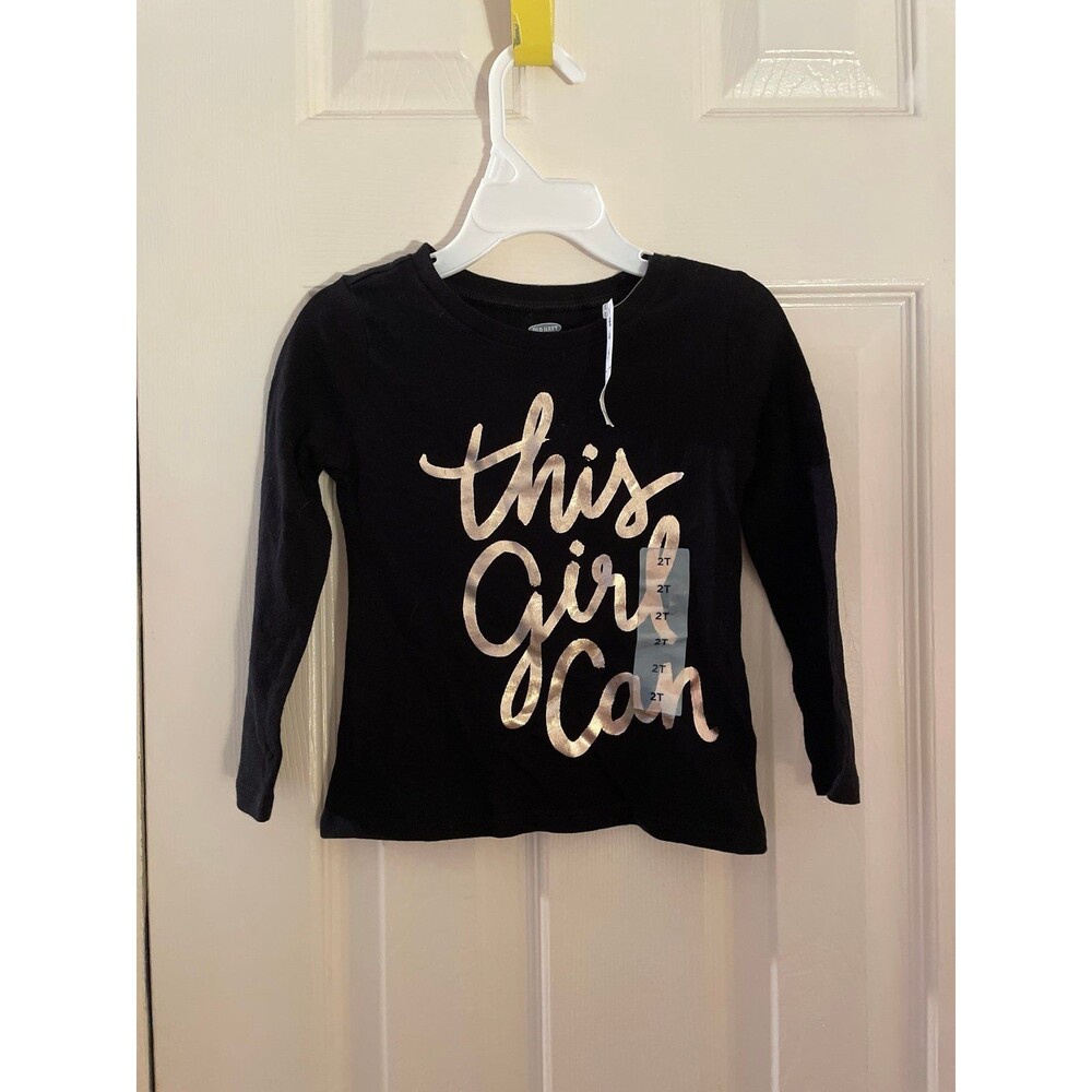 Old Navy Toddler girl Black w/ Gold This Girl Can long sleeve tshirt 2t NWT